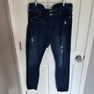 Express size 18 Long dark blue distressed denim legging jeAn